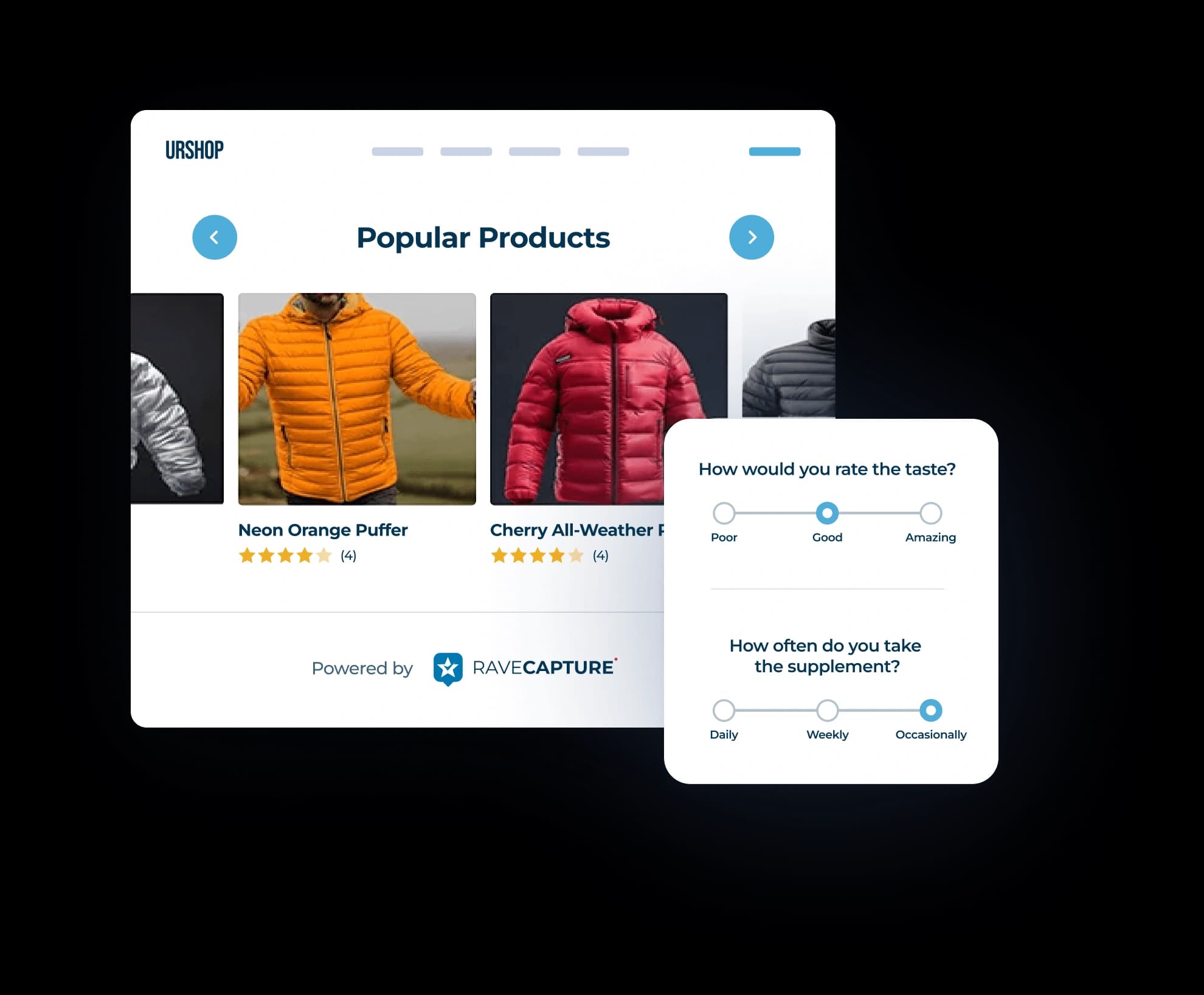 Visual gallery widgets showing real customer photos wearing apparel
