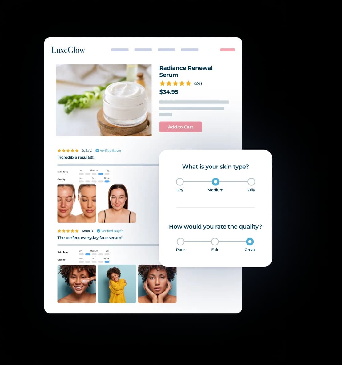 Before and after product UGC showing real customer results