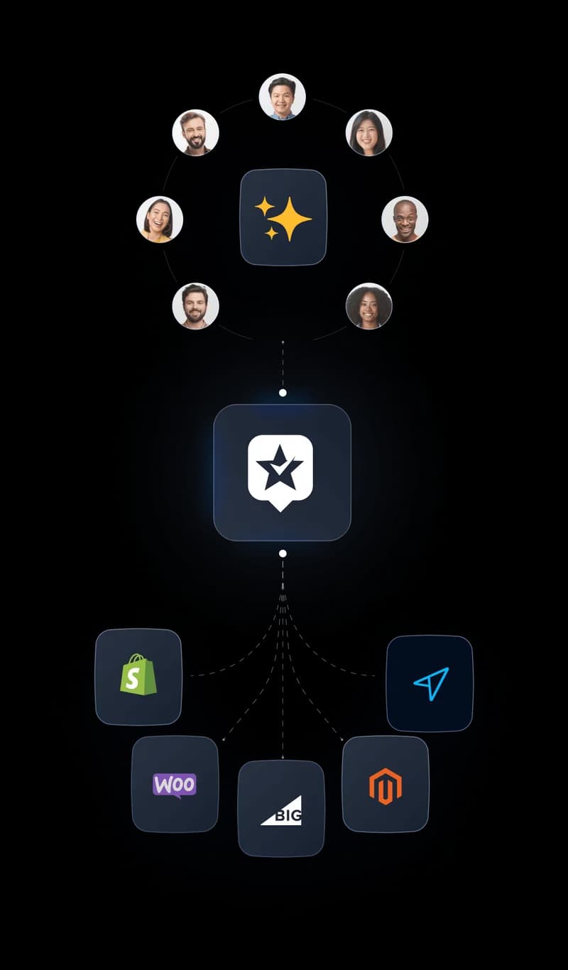 Mobile view of RaveCapture store integration process with automated review request setup