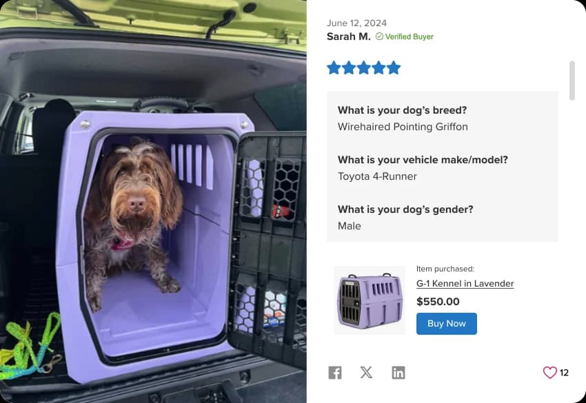 Scrolling carousel widget featuring customer reviews, photos, and star ratings