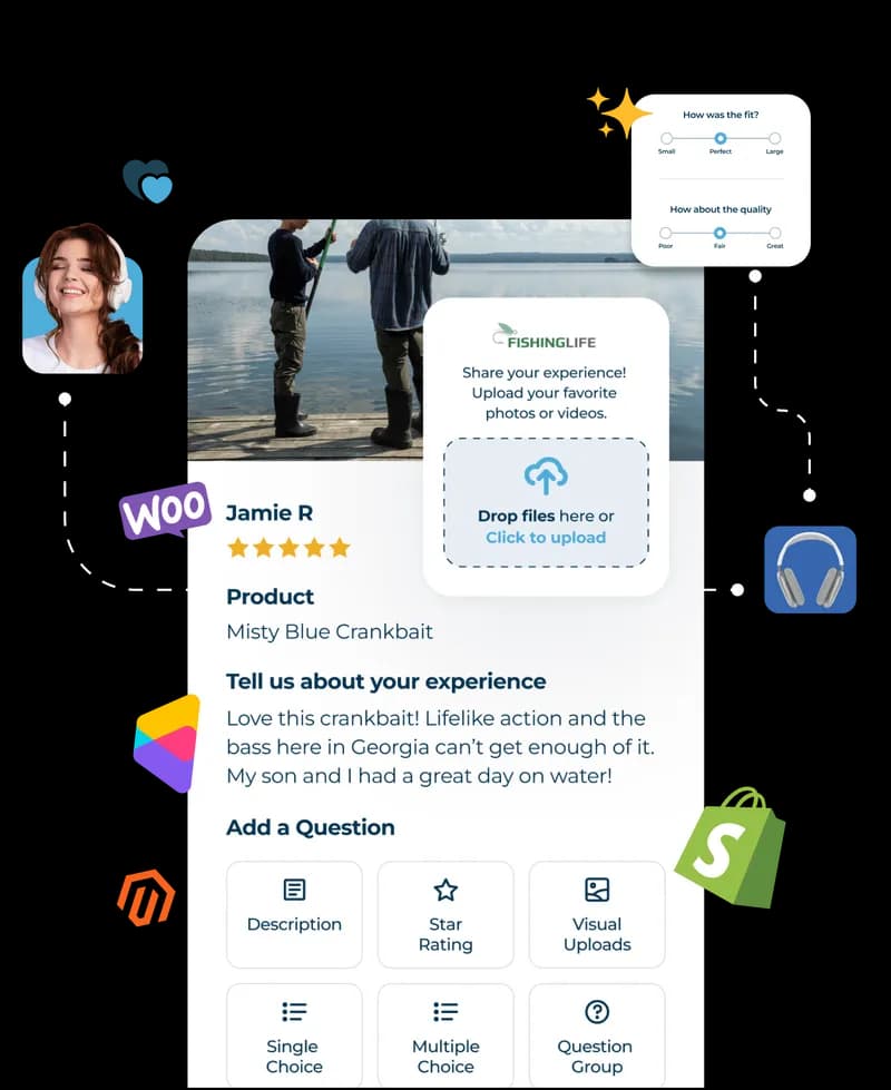 RaveCapture mobile interface displaying customer reviews, ratings, and user-generated content management