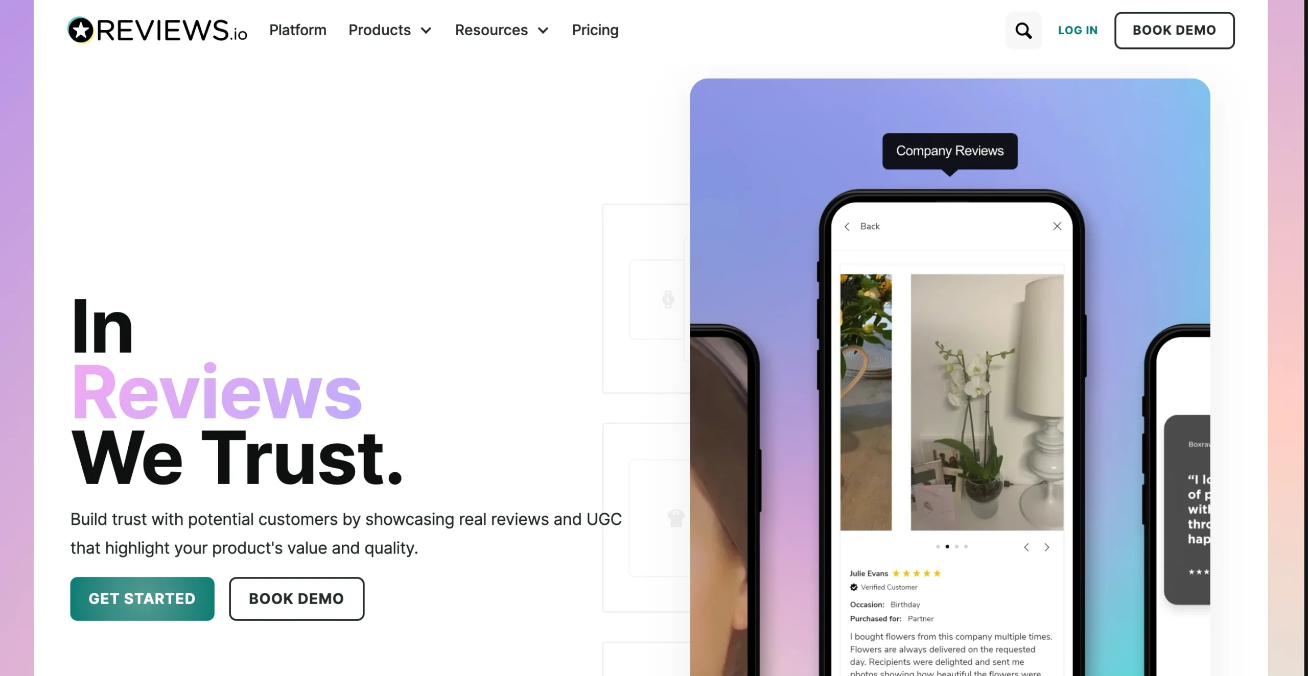 Reviews.io platform homepage