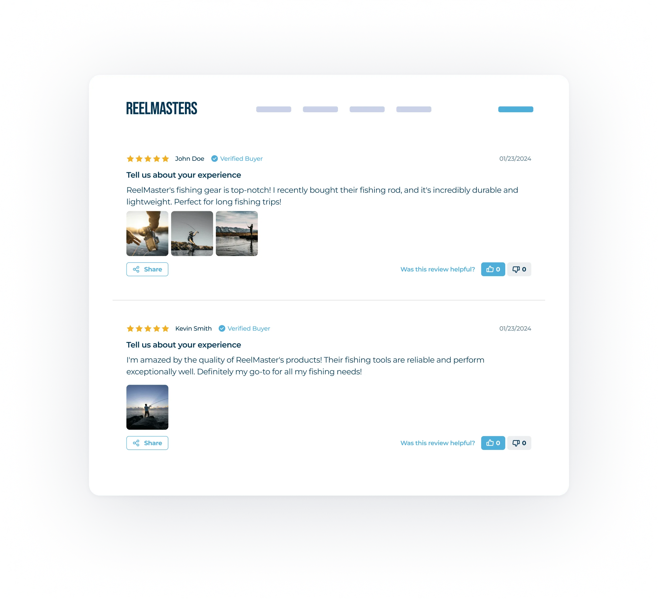 Fishing product reviews