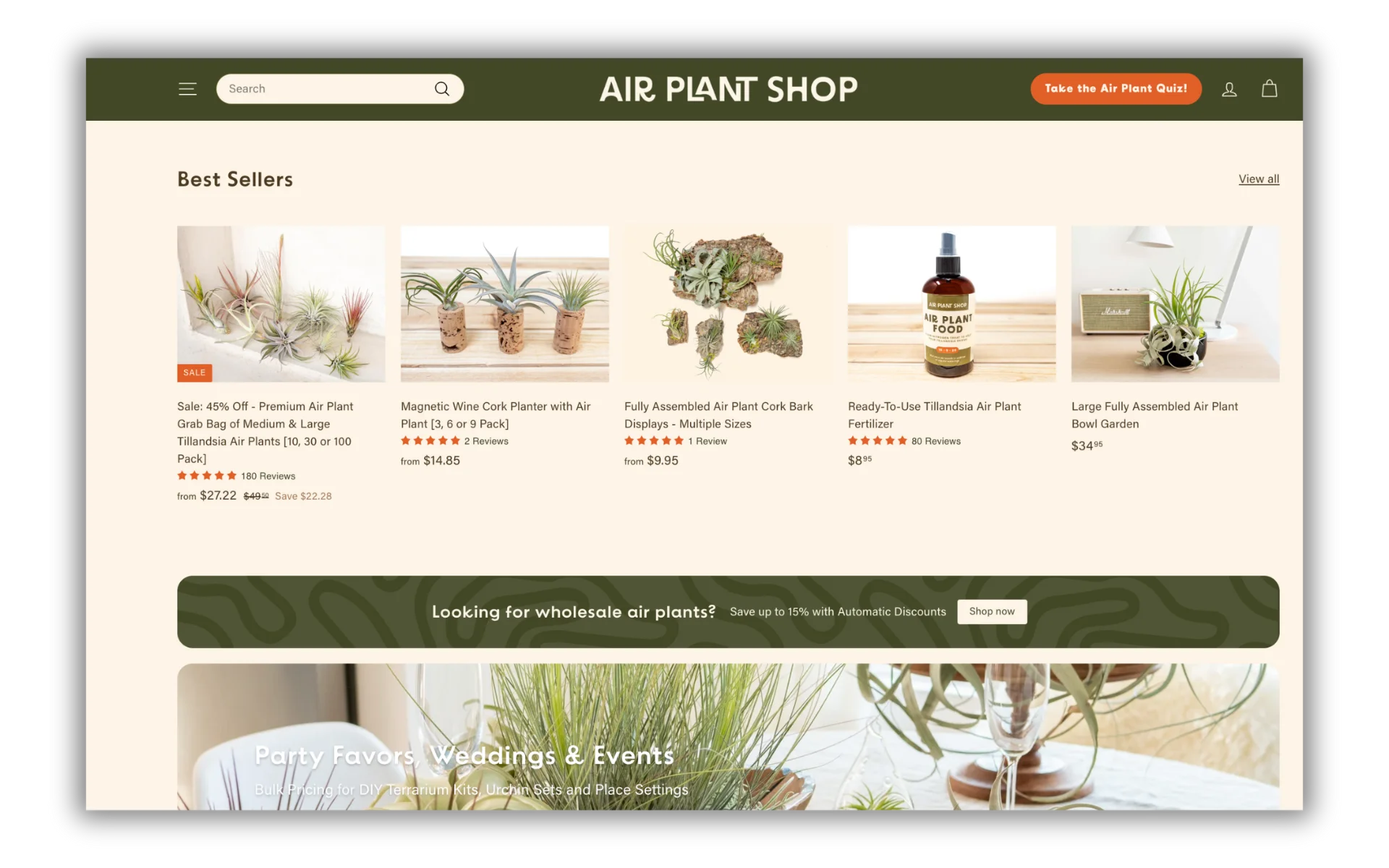 Air Plant Shop reviews carousel