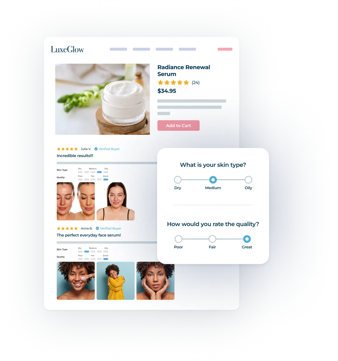 Before and after product UGC