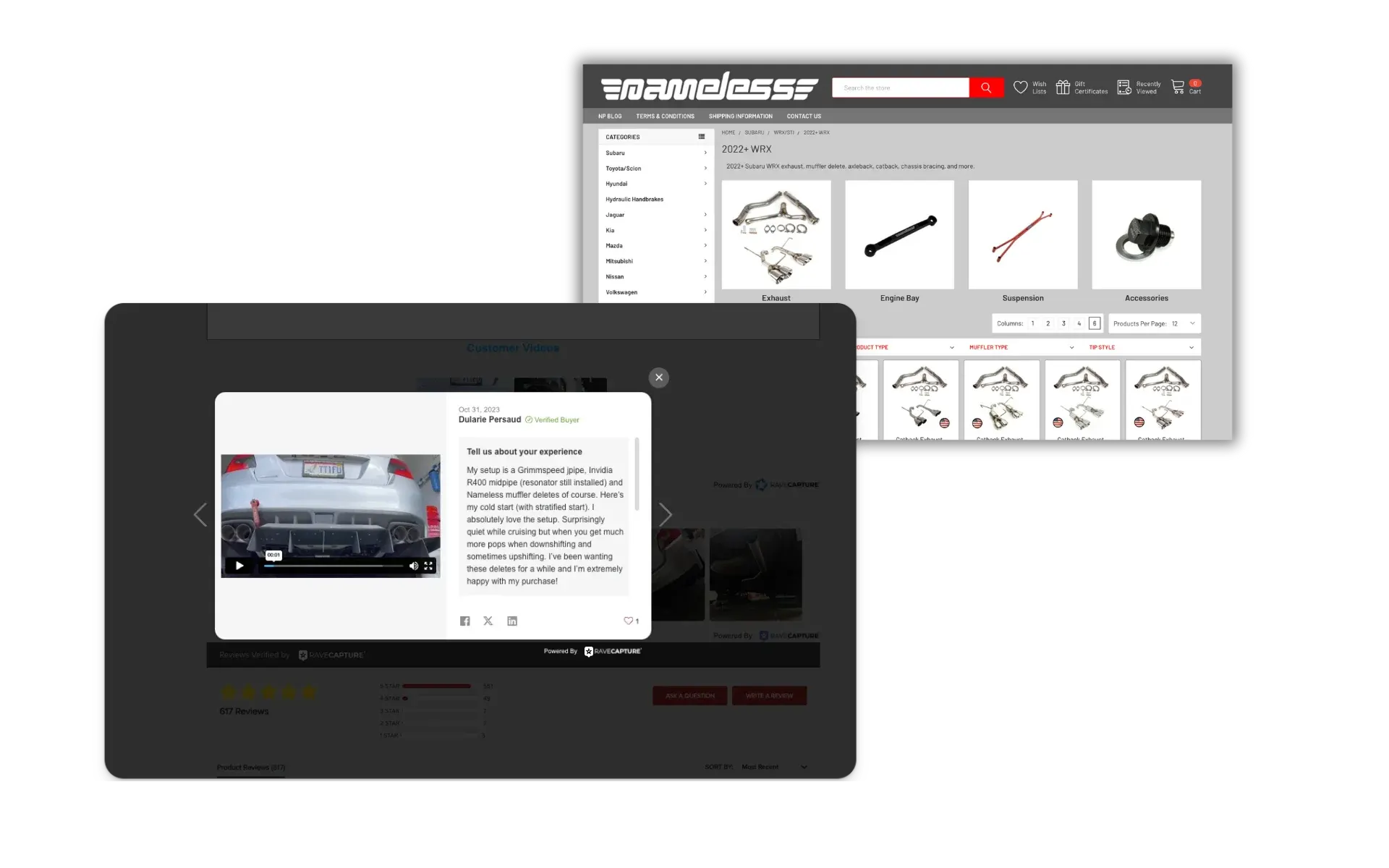Nameless performance photo reviews displaying on website