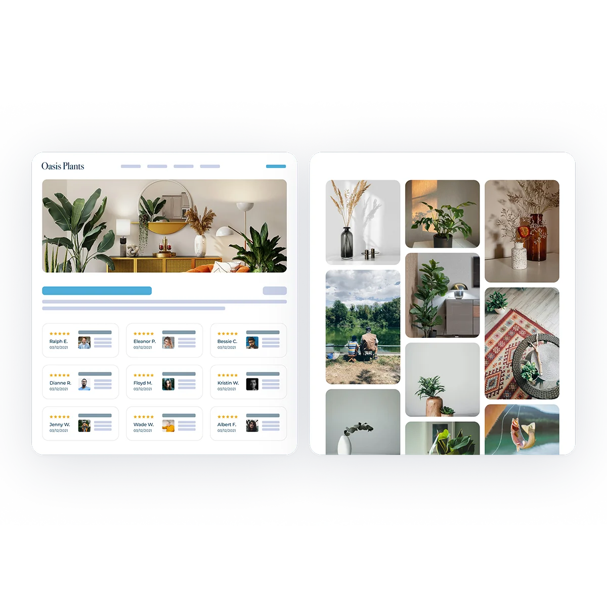 Product pages displaying user-generated content and customer reviews