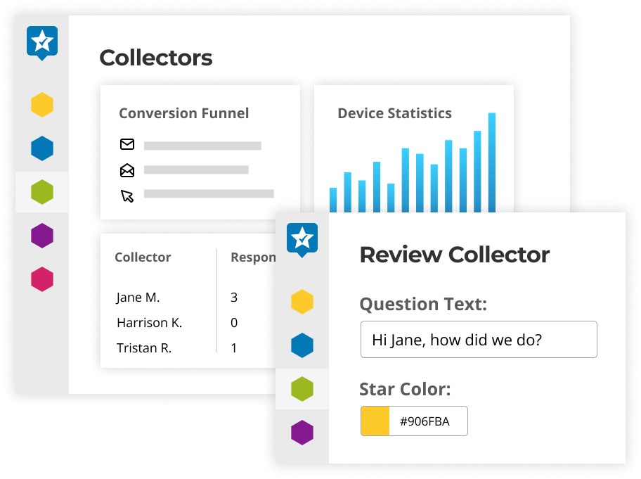 review collection dashboard with statistics