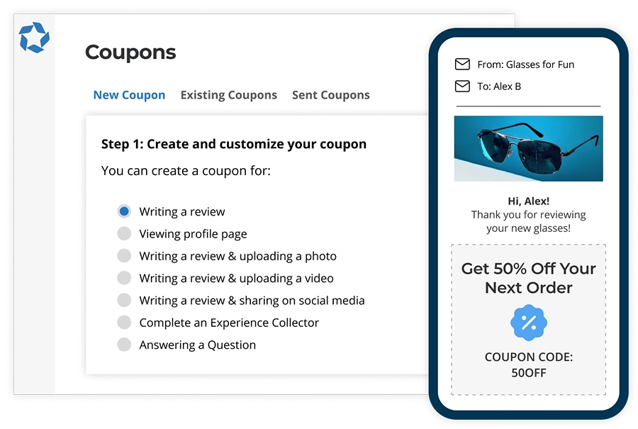 Incentive your customer reviews with coupons