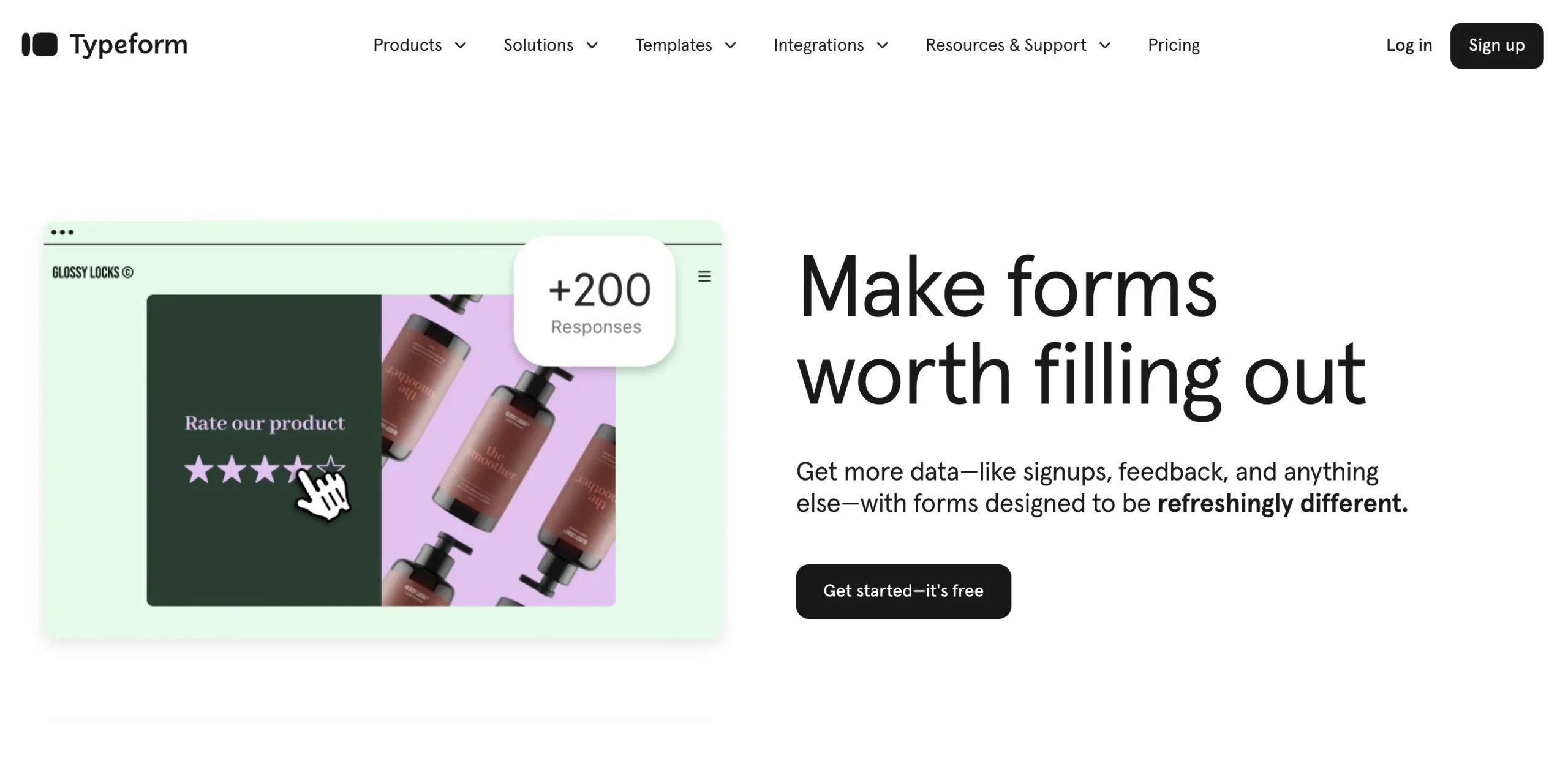 typeform homepage